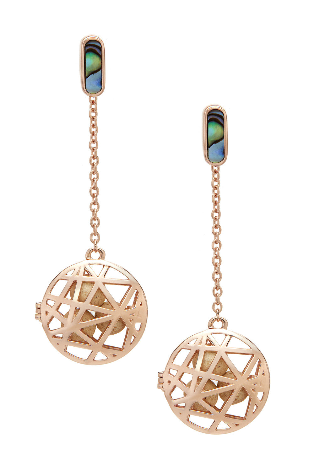 Convertible Nest Disc Earrings - Abalone & Rose Gold